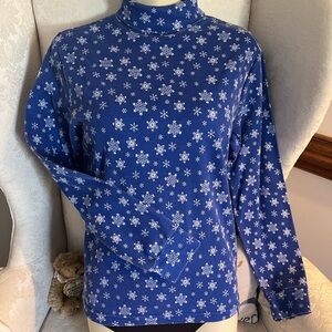 Turtleneck, winter snowflakes, blue/white